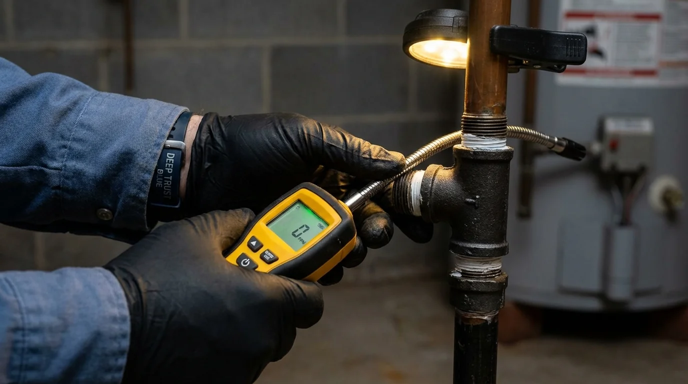 Gas leak detection with electronic sniffer by Johns Plumbing LLC in Beaver City