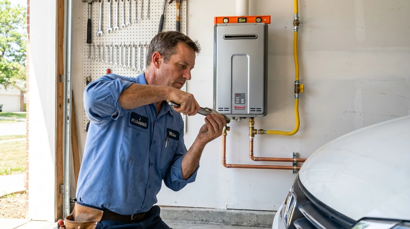 Tankless water heater installation by a Johns Plumbing LLC plumber in Beaver City